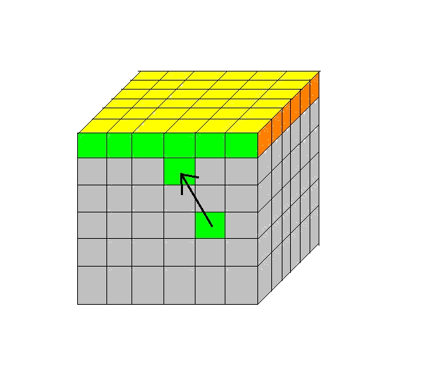 Algoritma untuk gambar pertama adalah: DC' F R DC F' DC' F R' F'.